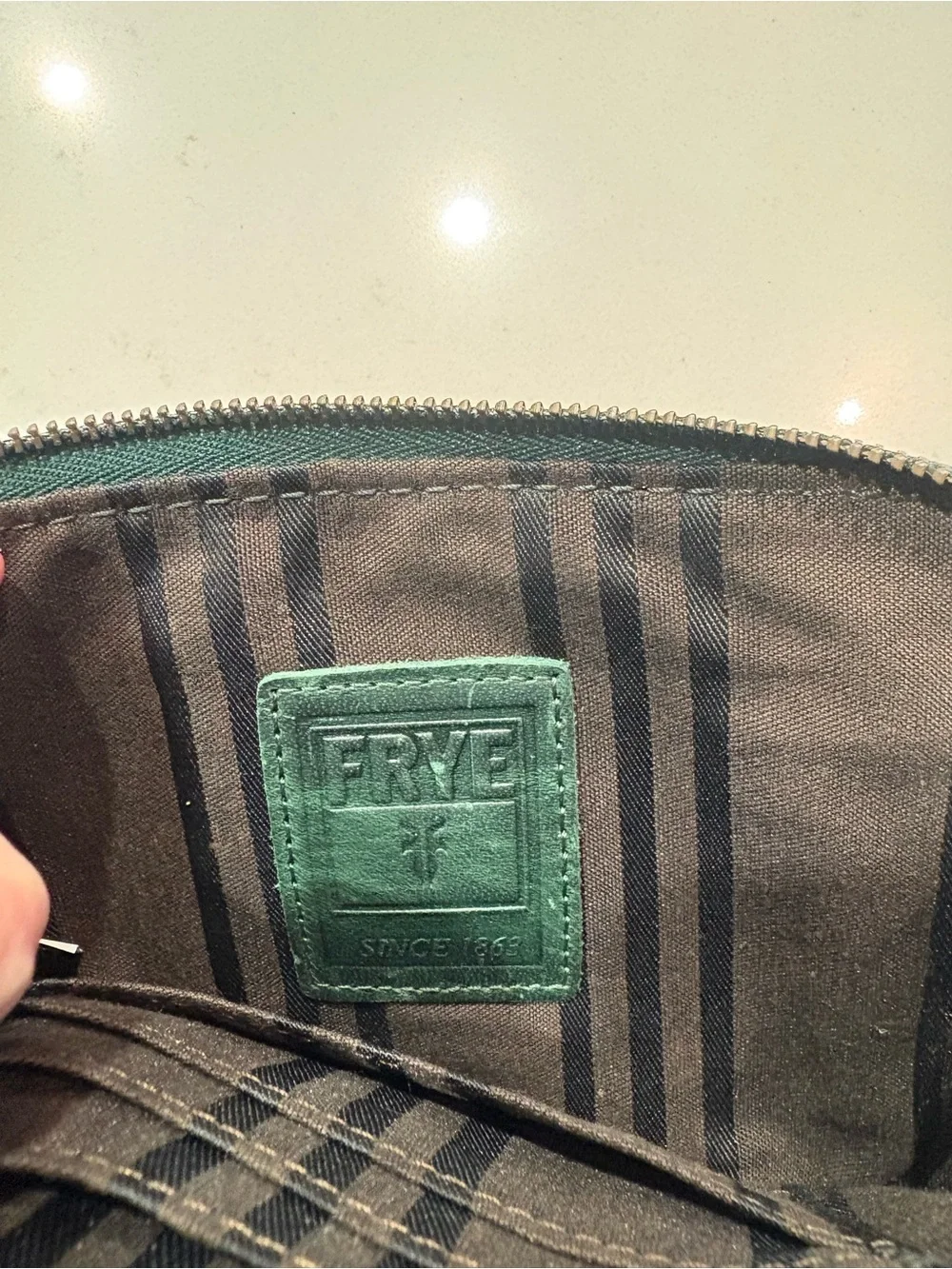 Frye Forest Green Leather Wristlet Clutch